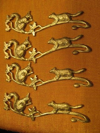 Vtg Squirrel Pair On Branch Brass Findings Stampings 2.  5 "