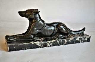Stylish 1930s French Art Deco Bronzed Seated Dog Figure