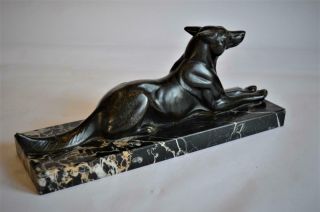 STYLISH 1930s FRENCH ART DECO BRONZED SEATED DOG FIGURE 2