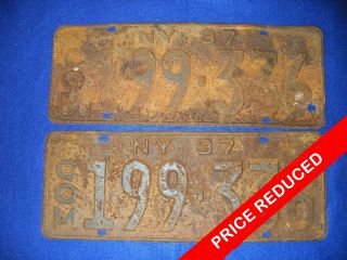 1937 Matching Pair Ny York State Commercial License Plates