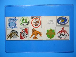 1963 Post Cereal Cfl Football Card Team Logo Stickers Panel Sharp 