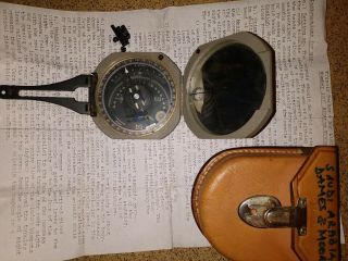 1305 Brunton Transit Compass.  Francis Barker & Son Case With Instructions Pa322