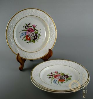 SET OF THREE ANTIQUE EARLY 19TH CENTURY ENGLISH WELSH PORCELAIN PLATES 2