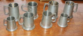 8 1961 - 1967 Chicago Area & Des Plaines Sports Car Club Rally Pewter Trophy Mugs