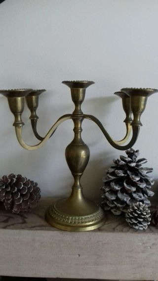 1 Lovely Vintage/antique Brass 5 Arm Table Candelabra Centrepiece Bobble Trim