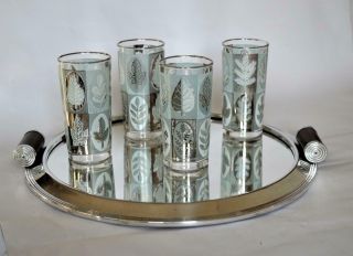 Fine Large French Art Deco Chrome Mirrored Glass Aperitif Cocktail Drinks Tray