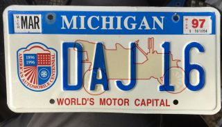 March 1997 Centennial License Plate Word’s Motor Capital Daj - 16 P4