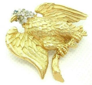 Vintage 1980s Smithsonian Brooch First Ladies Eagle Pin Rhinestone Gold Tone Usa