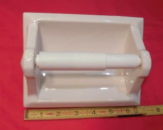 Vintage Glossy White Ceramic Toilet Paper Holder By The Romany Co.