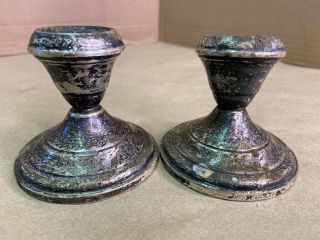 (2) Vintage Fina Sterling Silver Weighted Candlesticks Candle Stick Tablescape