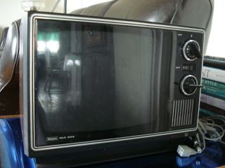 Vtg 1970s Sears 10 " Black&white Woodgrain Portable Tv Parts Television