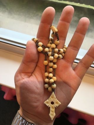 Old Vintage,  Antique Rosary Of The Bone Beads - Necklace -