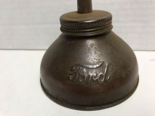Antique Ford Oiler Script Embossed Model T Oil Metal Can
