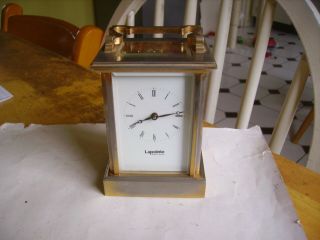 Lovely Antique/vintage " Lapointe " Brass Carriage/mantel Clock With 11 Jewels.