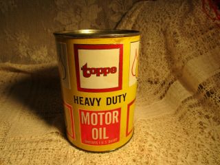 Vintage 1 Qt.  Topps Motor Oil Can Sovereign Oil Co.  Chicago - Empty