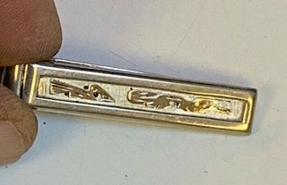 Vintage Sculpted 18k Gold 925 Sterling Silver 5.  6 Grams Tie Clip