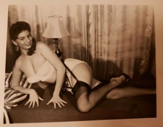 Vntg Silver Gelatin Trimmed Photo Jackie Miller Big Tits Bettie Page Era Erotica