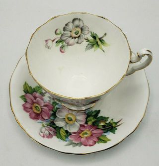Vintage Adderley English Fine Bone China Tea Cup & Saucer Set Pink Gold Flowers 3