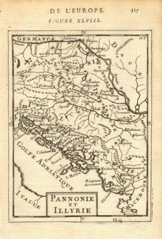 Balkans.  Pannonie/pannonia Illyria.  Croatia Bosnia Serbia.  Mallet 1683 Old Map
