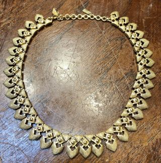 Vintage Monet Gold Tone Fancy Choker Necklace Hook Clasp