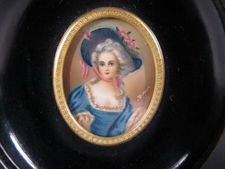 Antique 1800 ' s Portrait Miniature Painting of Lady in Hat Signed Dimare yqz 3