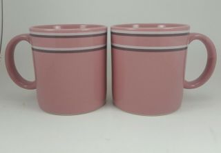 2 Vintage Jmp Chromatics Stoneware Coffee Mugs Cup Pink 3.  5 " Made In Japan