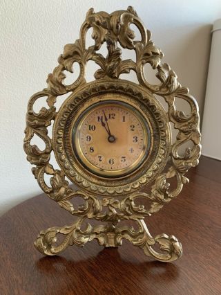 Antique Vintage Victorian Cast Iron Shelf Mantle Clock
