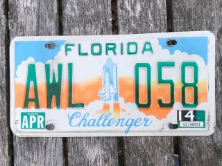 Vintage Florida Space Shuttle Challenge Full Size Auto License Plate Nasa Space