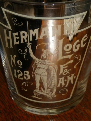 Antique Acid Etch Pre Pro Gold Souvenir Shot Glass Masonic Hermann Loge 1900