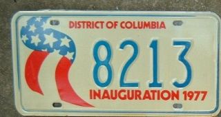 Washington Dc 1977 Jimmy Carter Inaugural License Plate 8213