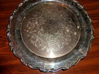 Vintage Wm Rogers Silver Platted Heavy Round Serving Tray 15 "