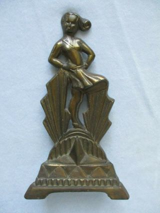Vintage Art Deco Cast Bronze Brass Lady Statue 9 " Decoration