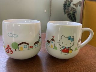 Vintage Sanrio 1978 Hello Kitty Ceramic Cup Mug Set 2