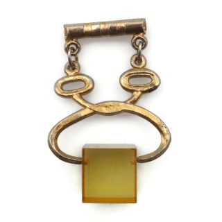 Vintage Gold Wash Yellow Apple Juice Bakelite Ice Block Tongs Fashion Brooch Pin