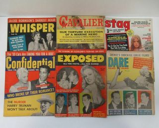 (6) Vintage [1955 - 1973] Mens Pulp Magazines Dare Exposed Cavalier Stag Etc Y6034