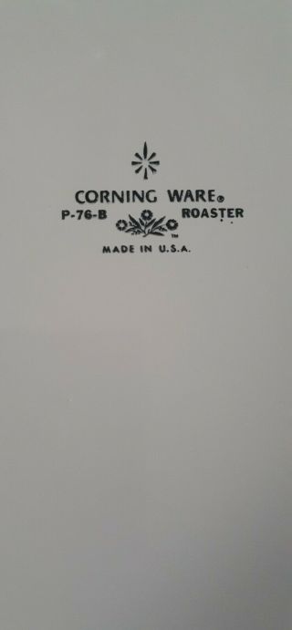 Vtg Corningware Blue Cornflower P - 76 - B Lg Open Roaster Lasagna Baking Dish Pan 3