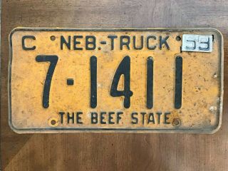 Vintage 1959 Madison County Nebraska Truck The Beef State License Plate 7 - 1411