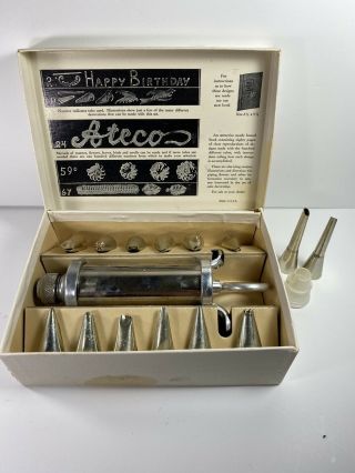 Vintage Ateco Icing Set Cake Decorating Standard Ornamenting Tools With 14 Tips