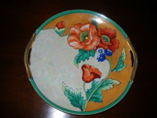 Vintage Morimura Noritake Porcelain Hand Painted Floral Bowl W/gold Handles - Red