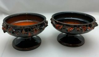 Vintage Lava Pedestal Set Of 2 Bowls Funi Island Pottery Iceland