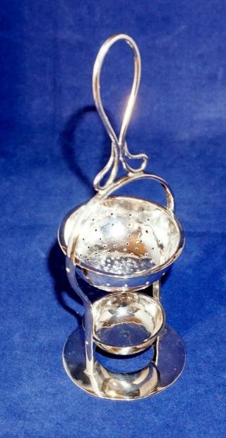 Vtg Antique Unusual Upright Chinese Export Silver Tea Strainer Wang Hing & Co.