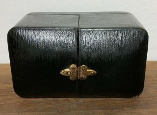 Antique Victorian Leuchars & Son Leather Velvet Silk Lined Figurine Box Paris