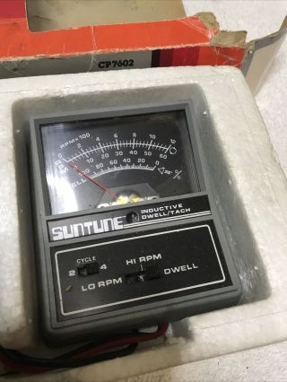 Vintage SUNTUNE Inductive Dwell Tach CP7602 Direct Reading RPM Dwell 1980 2