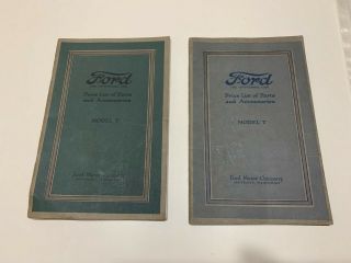 Vintage 1920 Ford Model T Price List Of Parts And Accessories - 2 Edition Set