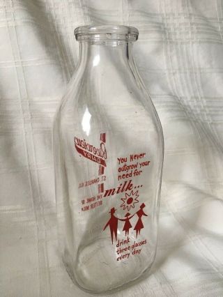 Vintage Quart Milk Bottle Riverview Dairy St.  Charles Illinois 1958