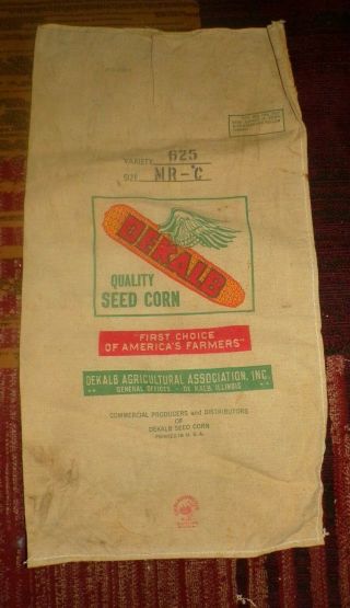 Vintage Dekalb Seed Corn Sack Bag Ear Of Corn W/wings
