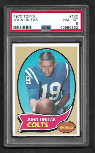 1970 Topps Football John Unitas 180 Baltimore Colts Psa 8 Nm - Mt