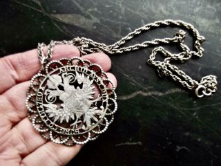 Antique Austrian Coin 800 Silver Double Headed Eagle Sterling Chain Necklace 40g