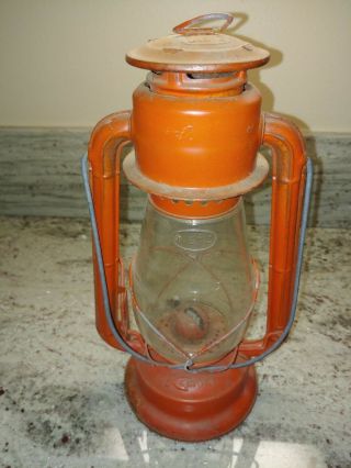 Vintage Dietz Kerosene Lantern Orange With Glass Globe In State