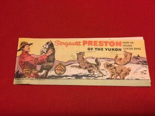 Vintage 1956 Sergeant Preston Of The Yukon Mini Comic Quaker Giveaway Promo Exc